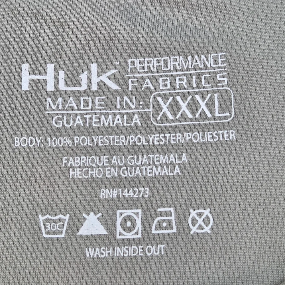 Huk Performance Fishing Shirt Mens XXXL Long Sleeve Graphic Logo Tee Grey XXXL